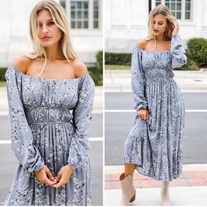 NWT Blue floral midi dress